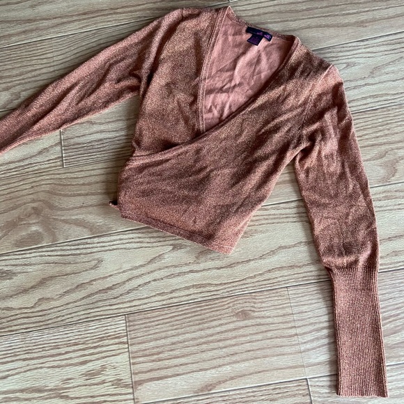 Orange Sparkle Wrap Top - Picture 2 of 3